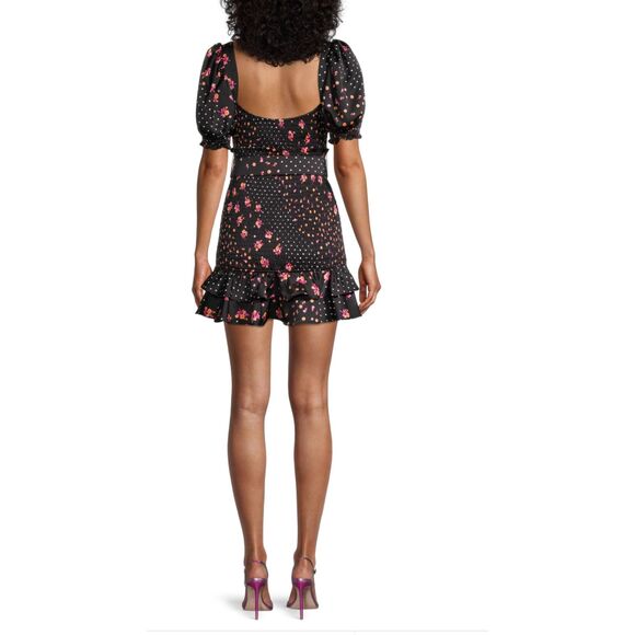 For Love and Lemons NWOT Camellia Smocked Belted Mini Dress - Picture 2 of 12